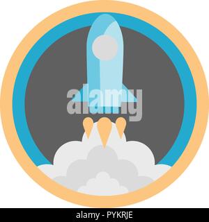 Vector Illustration: Flaches Design, Start der Rakete. Stock Vektor