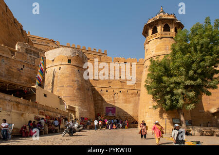 Haupteingang Jaisalmer Fort, Jaisalmer, Rajasthan, Indien Stockfoto