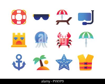 Strandurlaub - Satz mit flachen Design style Icons Stock Vektor