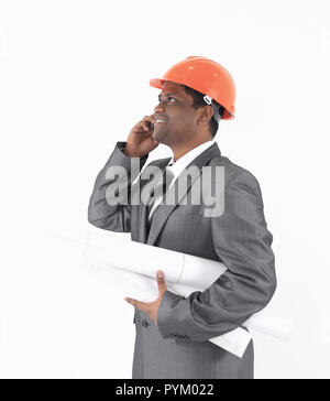 Stattliche Ingenieur Architekt Gespräch am Handy Stockfoto