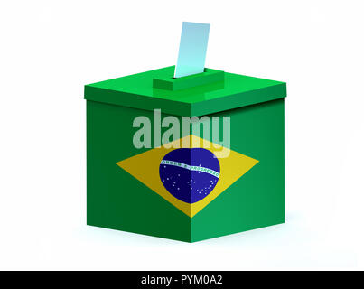 Brasilianische Wahl Urne mit Umschlag Papier, 3 Abbildung d Stockfoto