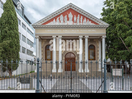 Stellenbosch, Südafrika, 16. August 2018: Die historische Hofmeyer Halle der Niederländischen Reformierten Kirche in Stellenbosch Western Cape Provin Stockfoto