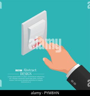 Isometrische Symbol von elektrischen Licht wand Schalter in der off-modus. Kippschalter. Vektor Element der Grafik Design Stock Vektor