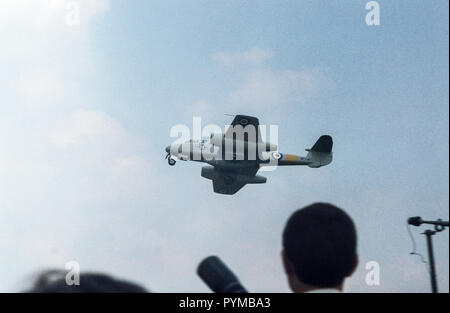 Gloster Meteor T7 Jet fighter WG 791 bei Shuttleworth Collection, Old Warden, der Flugplatz, Bedfordshire, England, Juli 1982, stürzte 1988 Stockfoto