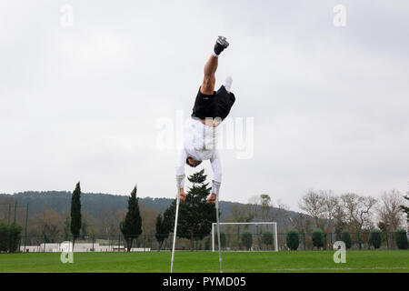 San Juan de Los lagaos, Jalisco, Mexiko - 23. OKTOBER 2018: Türkische amputee team Spieler Baris telli ist ein Training für die Wm. Stockfoto