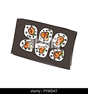 Mehrere sushi Rollen auf weißem Hintergrund Vector Illustration Stock Vektor