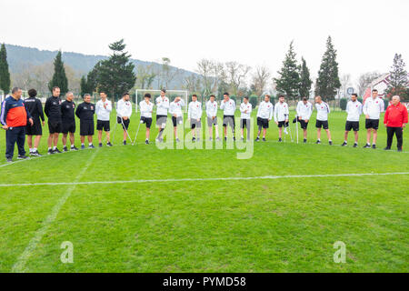 San Juan de los Lagaos, Jalisco, Mexiko - 23. OKTOBER 2018: Türkische ampute Team Training für die Wm. AMPUTEE Football WM in MEXİCO - Stockfoto