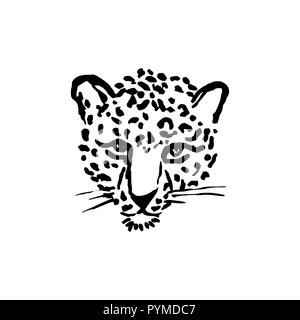 Leopard grunge Drucken. Vector Illustration von wilde Katze Kopf. Stock Vektor