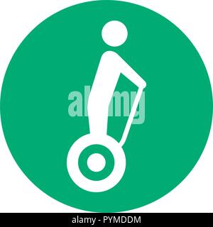 Selbst balancing Motorroller Piktogramm icon Vektor-illustration Runde Stock Vektor