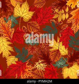 Naturalistische bunte Blätter im Herbst schön angelegte für den Hintergrund. Vector Illustration Stock Vektor