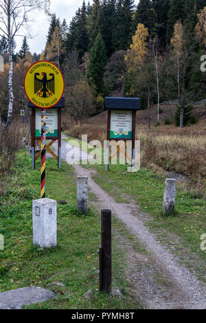 Deutsche grüne Grenze in die Tschechische Republik Stockfoto