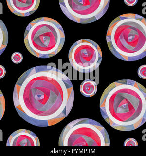 Aquarell abstrakte Kreise nahtlose Muster. Von Hand bemalt modern Polka Dots Hintergrund für Surface Design, Textil, Verpackung Papier, Tapeten, Tel. Stockfoto