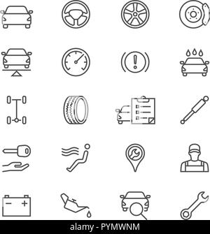 Auto Service thin Icon Set Stock Vektor