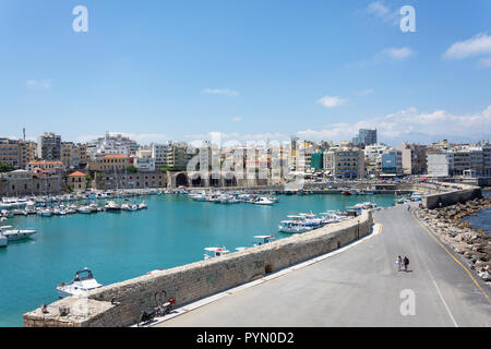 Blick auf die Stadt von Koules Festung (Castello a mare), Heraklion, Heraklion (irakleio), Irakleio Region, Kreta (Kriti), Griechenland Stockfoto