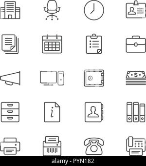 Bürobedarf thin Icon Set Stock Vektor