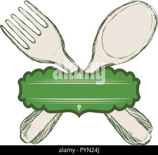 Bestecke Menü Restaurant gezeichnet Vector Illustration Design Stock Vektor