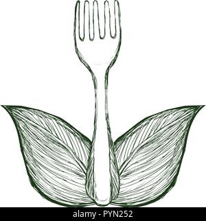 Gabel mit treibt vegetarisches Menü Vector Illustration Design Stock Vektor