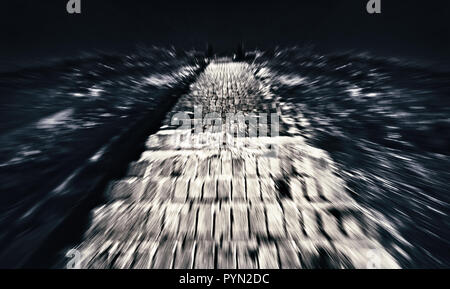 Moody Treppen mit in-Kamera motion blur in Schwarz und Weiß. Fine Art. Stockfoto