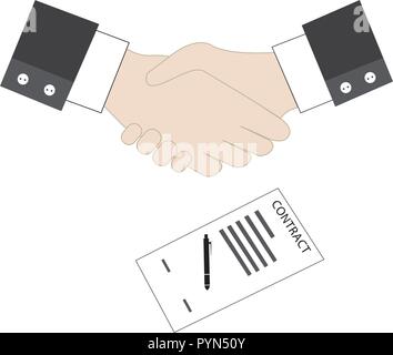Der Vektor der isolierten Handshake geschäftliche Vereinbarung Vertrag unterzeichnen, Stock Vektor