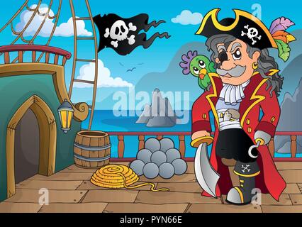 Piratenschiff deck Thema 5-eps 10 Vector Illustration. Stock Vektor