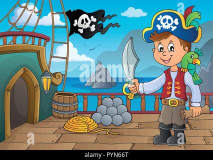 Piratenschiff deck Thema 6-eps 10 Vector Illustration. Stock Vektor