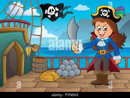 Piratenschiff deck Thema 7 - Eps 10 Vector Illustration. Stock Vektor