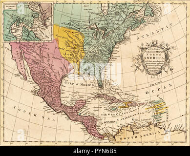 Vintage Karten/Antique Maps - eine neue und genaue Karte von Nordamerika, festgelegt nach den neuesten, und die meisten zugelassenen Beobachtungen und Entdeckungen. 1763 Stockfoto
