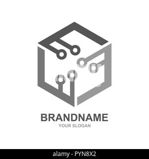 Digital Box cube Tech shattered Logo vector Template Stock Vektor