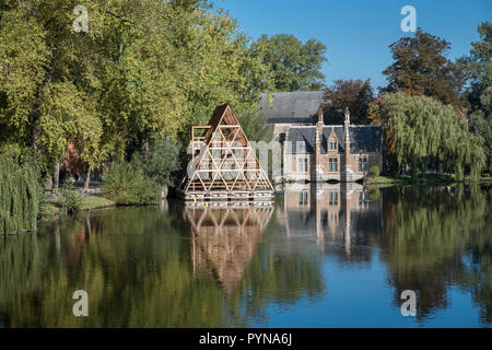 Der "See der Liebe' an Minniewater Park, Brügge, Westflandern, Belgien Stockfoto