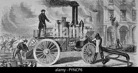 Leben in Boston USA 1859 - Der 'Eclipse' Fire Engine Stockfoto