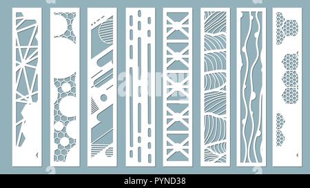 Panel, die für die Registrierung von dekorativen Oberflächen. Abstrakte Streifen, Linien, Panels. Vector Illustration eines Laserschneiden. Plotter schneiden und Bildschirm Stock Vektor