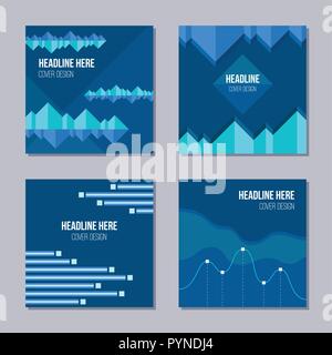 Satz von 4 kreative Abdeckungen mit infografik Elemente. Für Poster, Plakate, Briefe, Karten, Flyer, Banner Designs. Farbenfrohen Hintergründen. Abs Stock Vektor