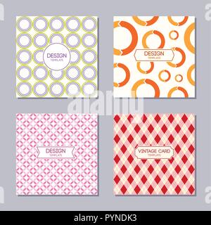 Satz von 4 kreative Abdeckungen mit abstrakten geometrischen Muster. Für Poster, Plakate, Briefe, Karten, Flyer und Banner Designs. Vektor bunte Stock Vektor