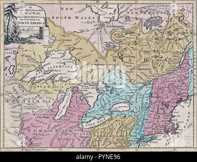 Vintage Karten/Antique Maps - eine genaue Karte der heutigen Sitz des Krieges zwischen Großbritannien und seinen Kolonien in Nordamerika Stockfoto