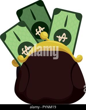 Wallet mit Rechnungen dollar Vector Illustration Design Stock Vektor