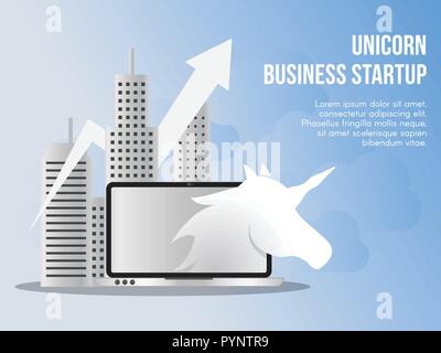 Unicorn Business Startup Konzept. Bereit Vektor zu verwenden. Für Hintergrund, Hintergrundbild, Landing Page, Web-, Banner- und andere kreative Arbeiten geeignet. Stock Vektor