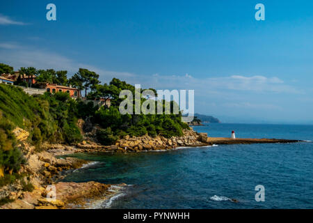 Goldene Klippen Abendlicht Cote D'Azur Frankreich Stockfoto