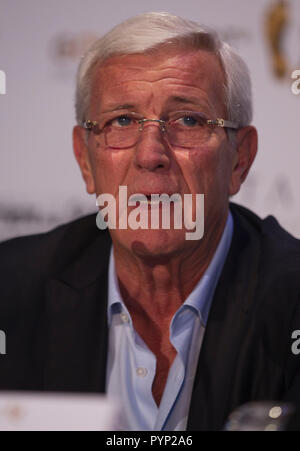 Monaco, Monaco. 29 Okt, 2018. Monaco, Monte Carlo - Oktober 29, 2018: Goldenfoot, die Meister Promenade Award Pressekonferenz mit Trainer Marcello Lippi. Goldene Fuß, Awards, Fussball, Fussball, Fussballer, Sport, Sportler, Trainer, | Verwendung der weltweiten Kredit: dpa/Alamy leben Nachrichten Stockfoto