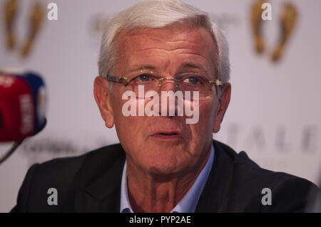 Monaco, Monaco. 29 Okt, 2018. Monaco, Monte Carlo - Oktober 29, 2018: Goldenfoot, die Meister Promenade Award Pressekonferenz mit Trainer Marcello Lippi. Goldene Fuß, Awards, Fussball, Fussball, Fussballer, Sport, Sportler, Trainer, | Verwendung der weltweiten Kredit: dpa/Alamy leben Nachrichten Stockfoto