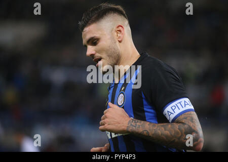 Rom, Italien. 29 Okt, 2018. Italienische Serie A Fussball Spiel SS Lazio - FC Internazionale am Olympiastadion in Foto Mauro Icardi Stürmer FC Internazionale Credit: Antonio Balasco/Alamy leben Nachrichten Stockfoto