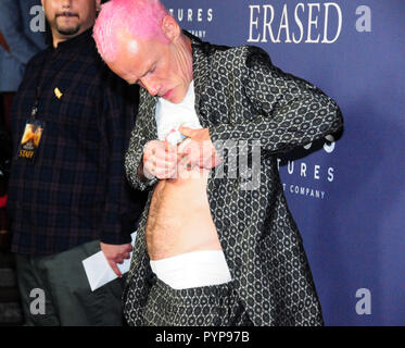 LOS ANGELES, Ca - 29. Oktober: Musiker Flea von den Red Hot Chili Peppers die Premiere von Focus Features'' Junge besucht" am 29. Oktober 2018 An der Directors Guild of America in Los Angeles, Kalifornien gelöscht. Foto von Barry King/Alamy leben Nachrichten Stockfoto