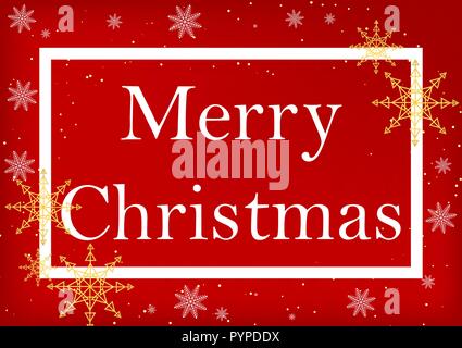 Weihnachten Grußkarte. Frohe Weihnachten Schrift, roten Hintergrund Stock Vektor
