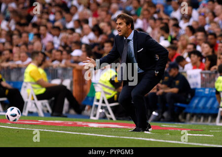 Julen Lopetegui während seiner Zeit als Trainer von Real Madrid Football Club. Julen Lopetegui, wurde als Trainer von Real Madrid am 29.Oktober 2018 gefeuert. Stockfoto