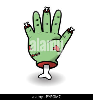 Zählung Geste - offene Hand. Halloween zählen zombie Hand fünf angezeigt. Kommunikation Gesten Konzept. Vector Illustration auf weißen isoliert Stockfoto