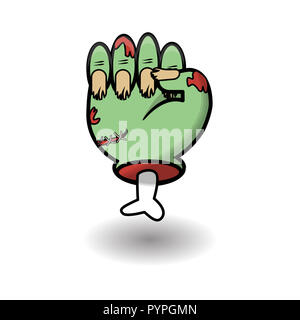 Zählung Geste. Halloween zählen Zombie hand mit Null. Kommunikation Gesten Konzept. Vector Illustration auf weißem Hintergrund. Stockfoto