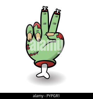 Zählung Geste. Halloween zählen zombie Hand zwei angezeigt. Kommunikation Gesten Konzept. Vector Illustration auf weißem Hintergrund. Stockfoto