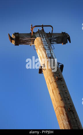 Aus damit konkrete Pfeiler der Norsjo Seilbahn in Schweden. Stockfoto