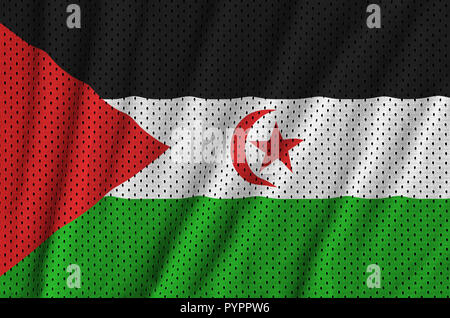 Westsahara Flagge auf Polyester nylon Sportswear Netzware mit einige Falten gedruckt Stockfoto