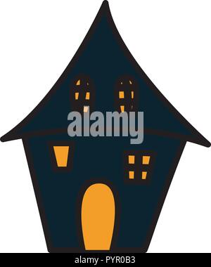 Halloween verwunschenen Schloss Szene Vector Illustration Design Stock Vektor