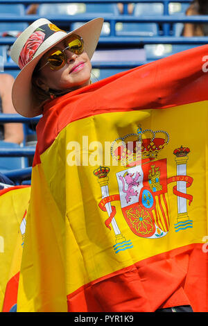 August 12, 2018 - Toronto, Ontario, Kanada: ein Fan Unterstützung auf Rafael Nadal (Spanien) während dem Rogers Cup Tennis Turnier Finale am 12. August 2018, Aviv Stockfoto